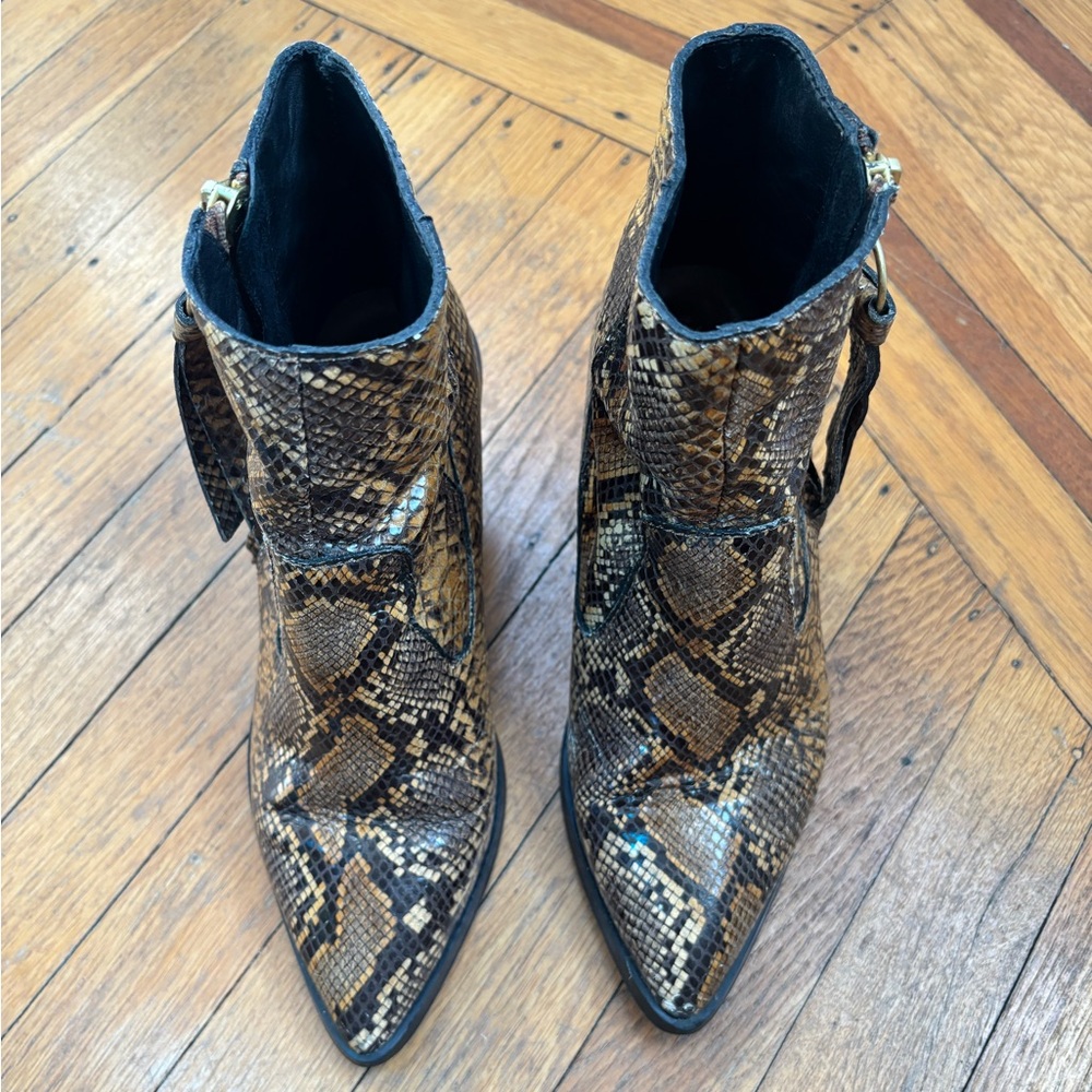 & Other Stories Western yellow faux snakeskin leather boots size 36
